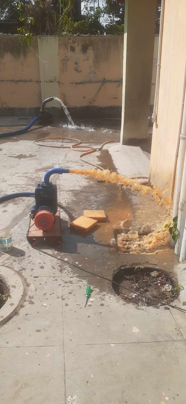 Clean water tank inspection by staff